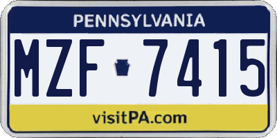 PA license plate MZF7415