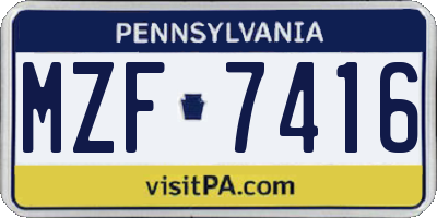PA license plate MZF7416