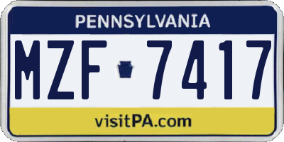 PA license plate MZF7417