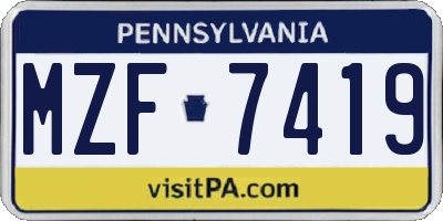 PA license plate MZF7419