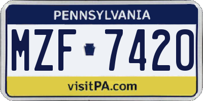 PA license plate MZF7420