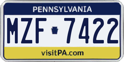 PA license plate MZF7422
