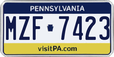 PA license plate MZF7423