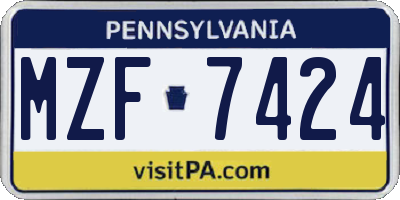 PA license plate MZF7424