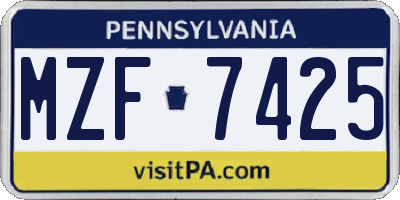 PA license plate MZF7425
