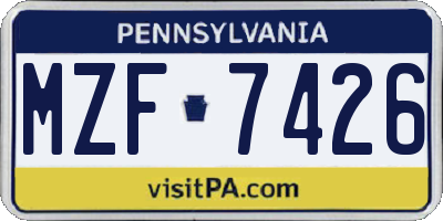 PA license plate MZF7426