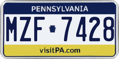 PA license plate MZF7428
