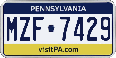 PA license plate MZF7429