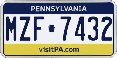 PA license plate MZF7432
