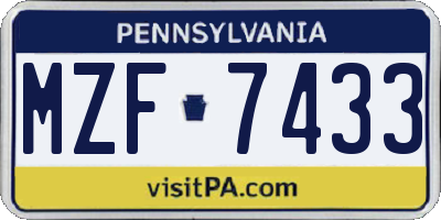 PA license plate MZF7433