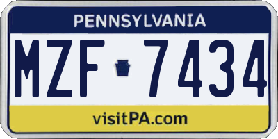 PA license plate MZF7434