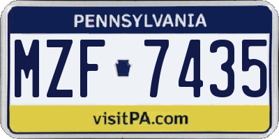 PA license plate MZF7435