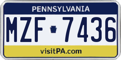 PA license plate MZF7436