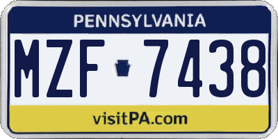 PA license plate MZF7438