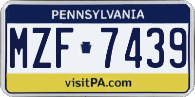 PA license plate MZF7439