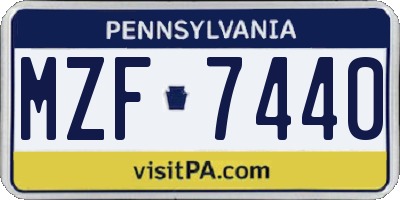 PA license plate MZF7440