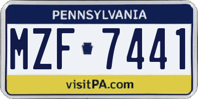 PA license plate MZF7441