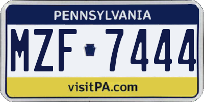 PA license plate MZF7444