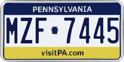 PA license plate MZF7445