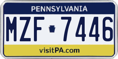 PA license plate MZF7446