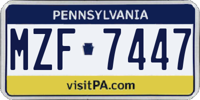 PA license plate MZF7447