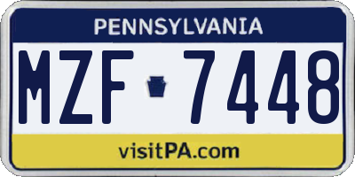 PA license plate MZF7448