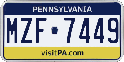 PA license plate MZF7449