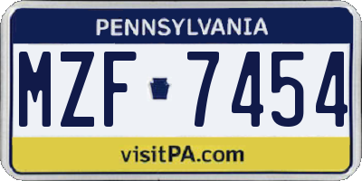 PA license plate MZF7454