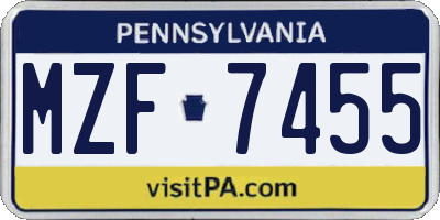 PA license plate MZF7455