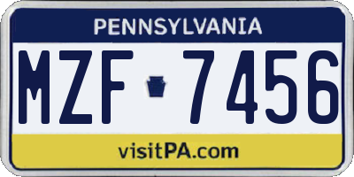 PA license plate MZF7456
