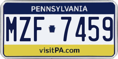 PA license plate MZF7459