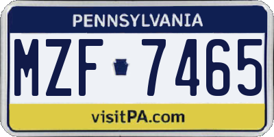 PA license plate MZF7465