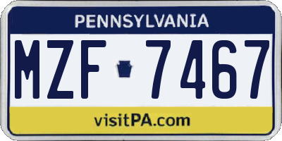 PA license plate MZF7467