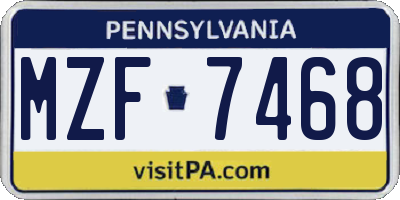PA license plate MZF7468