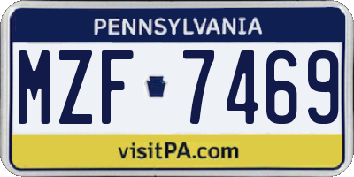 PA license plate MZF7469