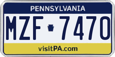 PA license plate MZF7470