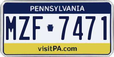 PA license plate MZF7471