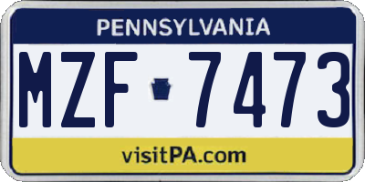 PA license plate MZF7473