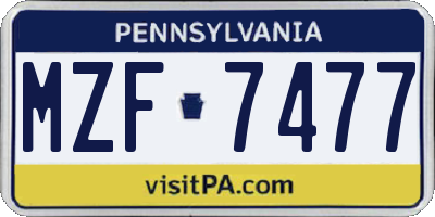 PA license plate MZF7477
