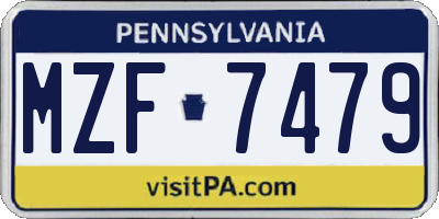 PA license plate MZF7479