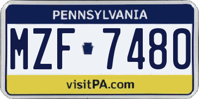 PA license plate MZF7480