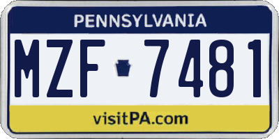 PA license plate MZF7481