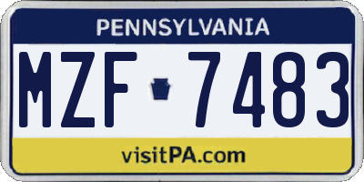 PA license plate MZF7483