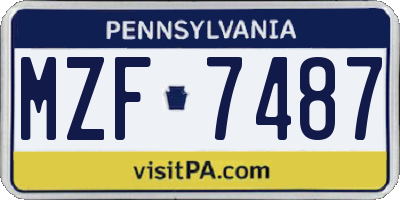 PA license plate MZF7487