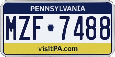 PA license plate MZF7488