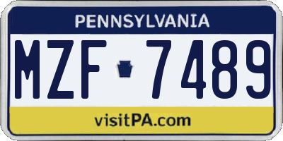 PA license plate MZF7489