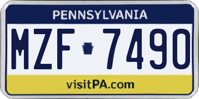PA license plate MZF7490