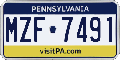 PA license plate MZF7491