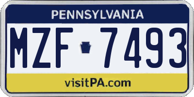 PA license plate MZF7493