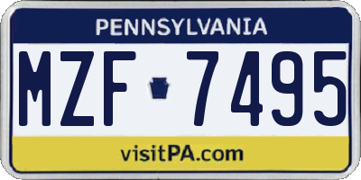 PA license plate MZF7495